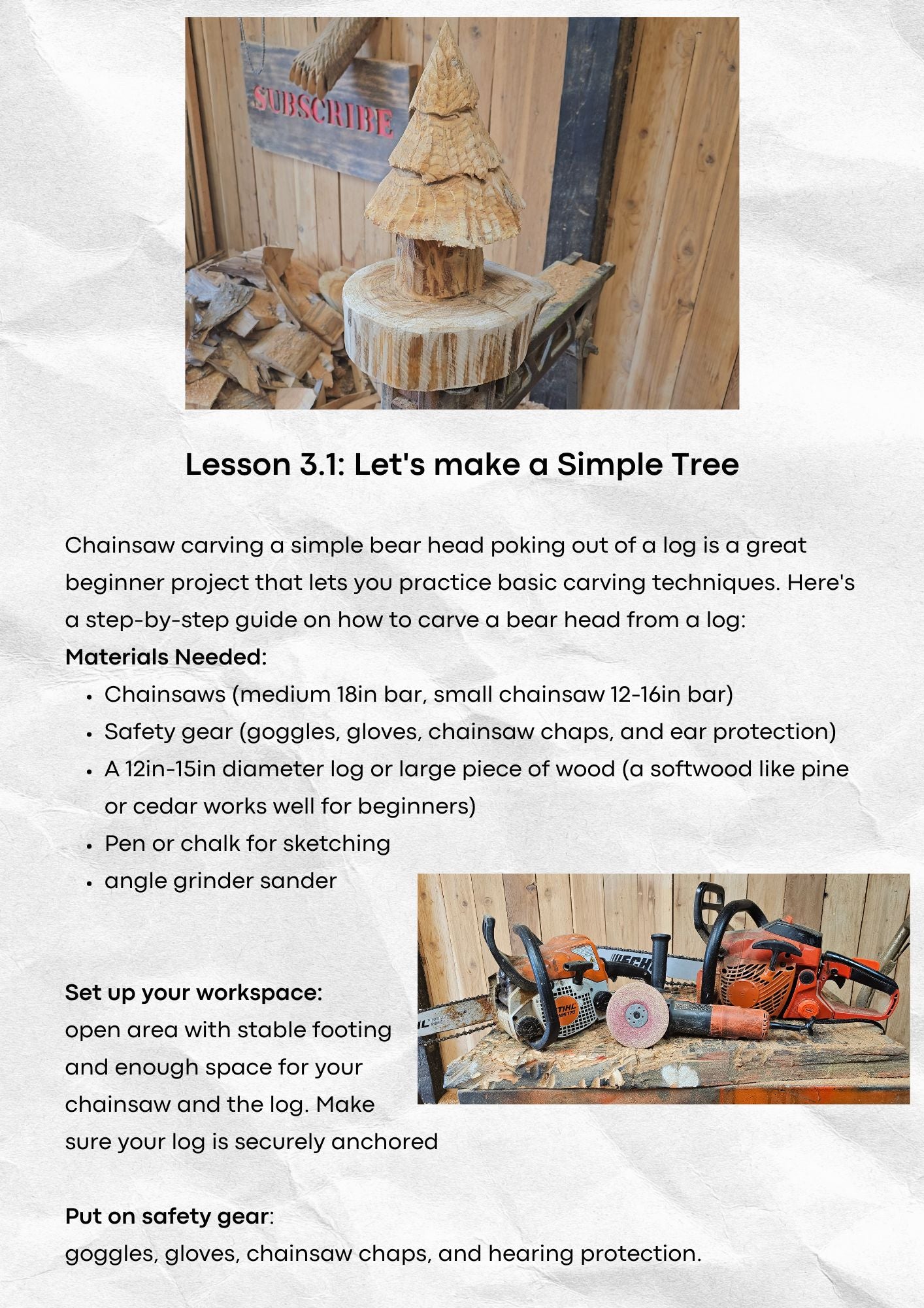 Chainsaw Carving 101 Digital eBook Workbook