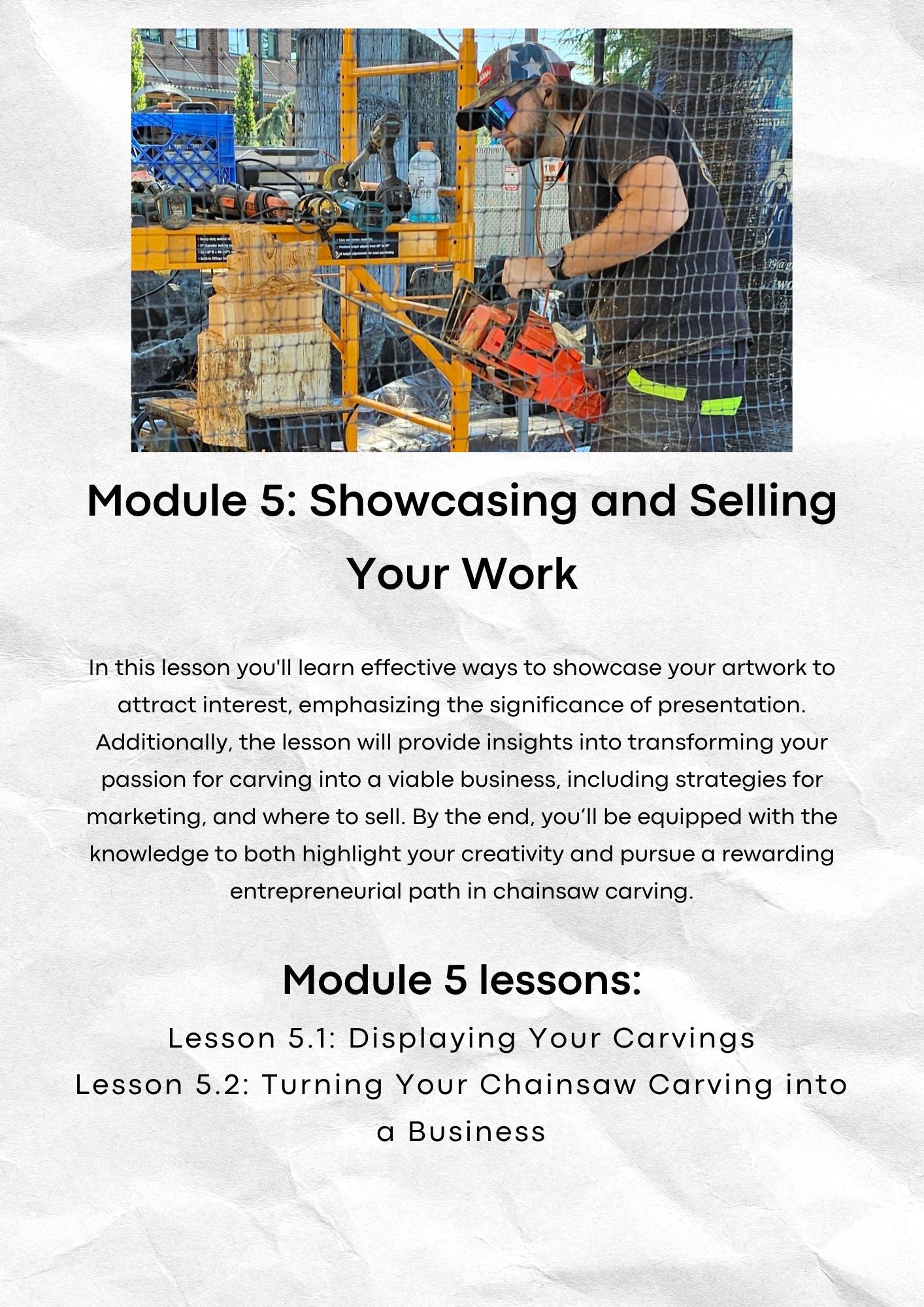 Chainsaw Carving 101 Digital eBook Workbook