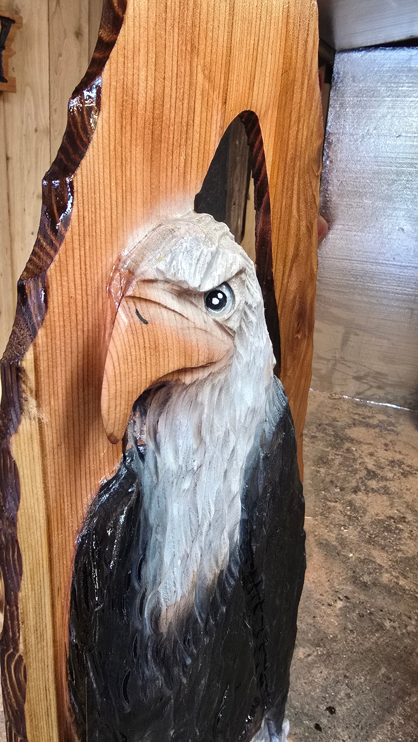 🦅 Eagle Wall Hanger Cedar – 3ft Tall