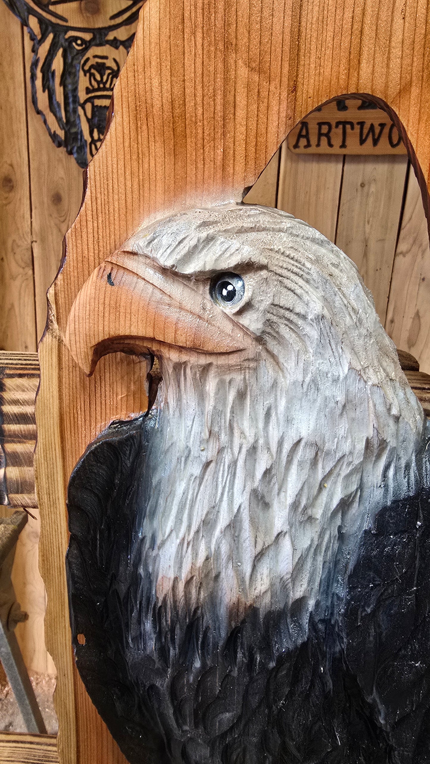 🦅 Eagle Wall Hanger Cedar – 3ft Tall